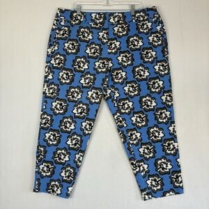 LANE BRYANT Women's 20 The Lena Ankle Pants Modernist Collection Blue Floral EUC